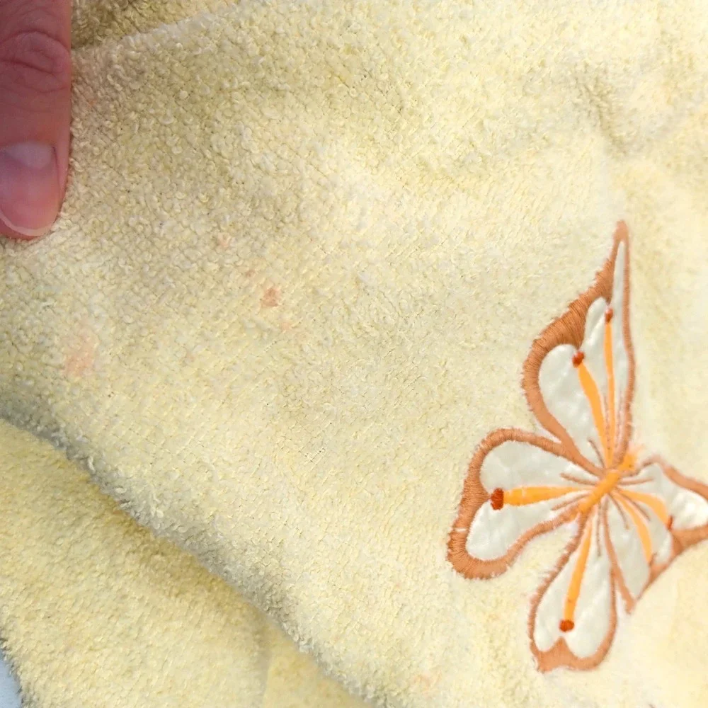 Vintage Yellow‎ Butterfly CANNON Bathroom Towel Set 3 Pieces Made in USA Retro